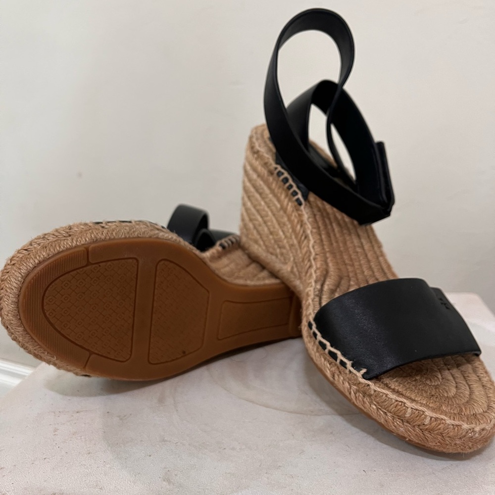 Tory Burch Black Wedge Espadrilles